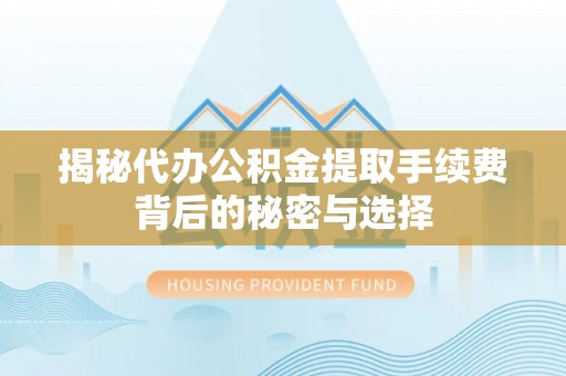 南澳揭秘代办公积金提取手续费背后的秘密与选择